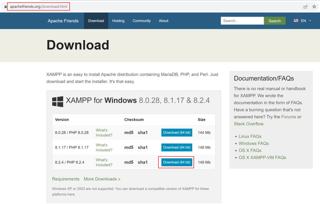 Download XAMPP Version