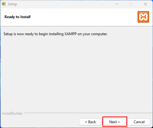 XAMPP Ready To Install Step5