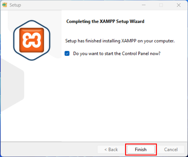 XAMPP Finish Installation Launch Xampp Control Panel Step7