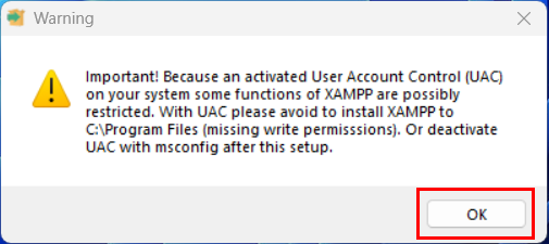 XAMPP UAC Permissions