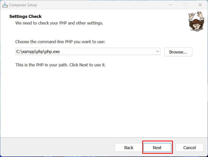 Composer Setting Check PHP Step3