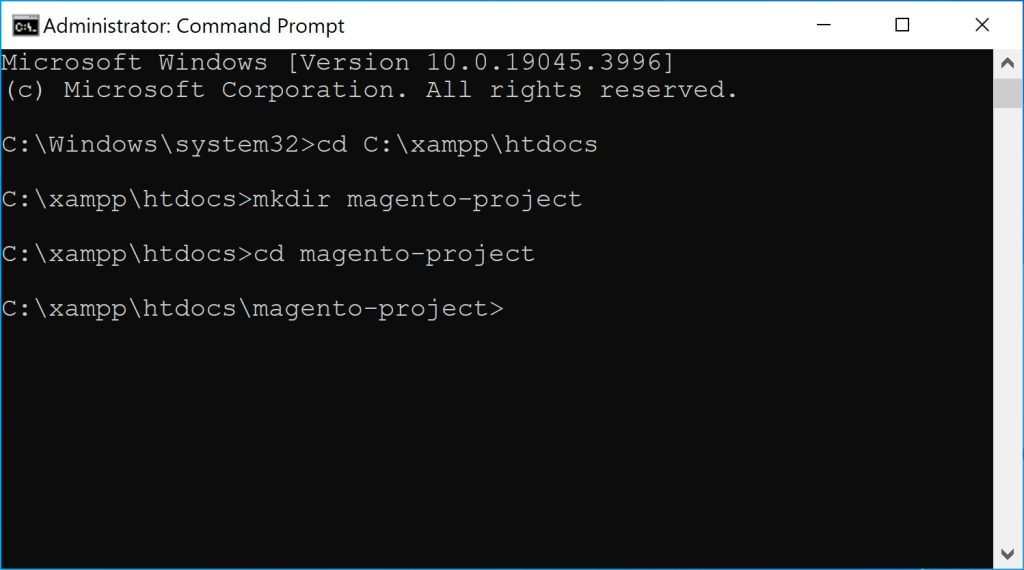 Create Magento Project Directory in XAMPP htdocs